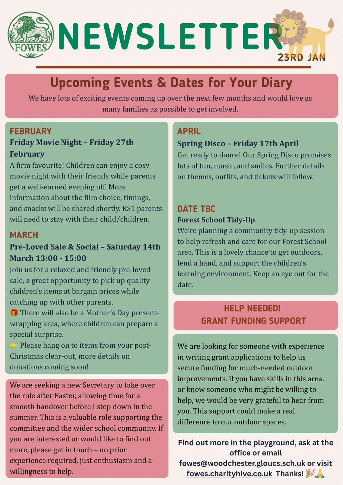 FOWES Newsletter - 23rd Jan 26